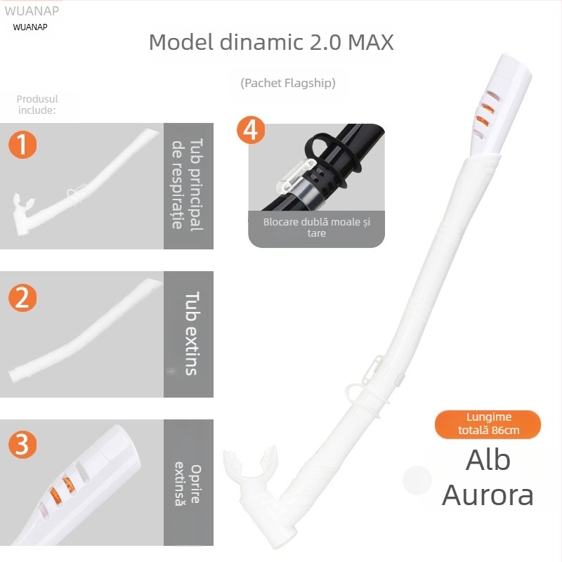 Snorkel lung cu furtun din silicon – dual-use, uscat complet/semi-uscat