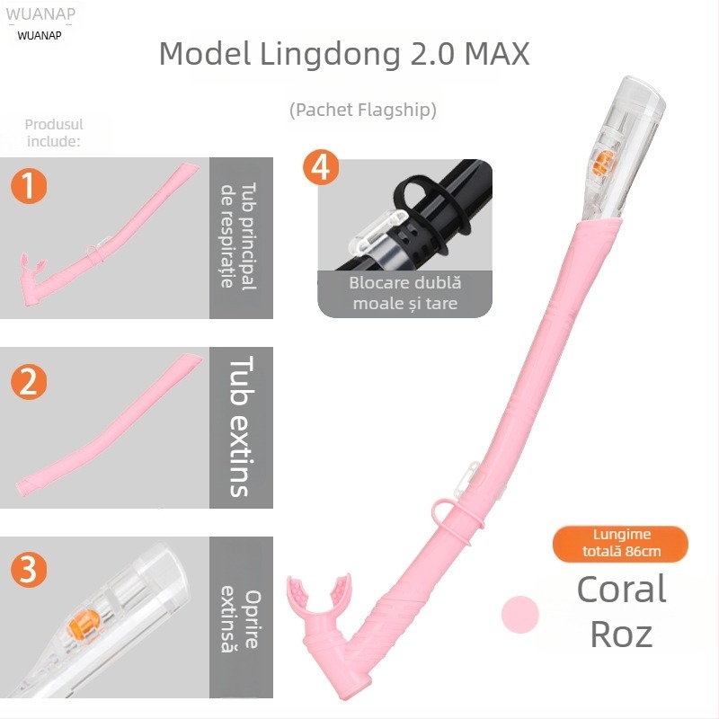 Snorkel lung cu furtun din silicon – dual-use, uscat complet/semi-uscat