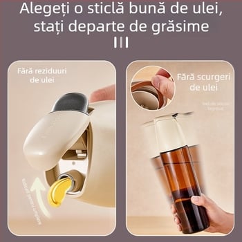 Sticlă de ulei cu gravitație pentru bucătărie, recipient de sticlă, deschidere-închidere automată, etanș la scurgeri, pentru sos de soia și oțet