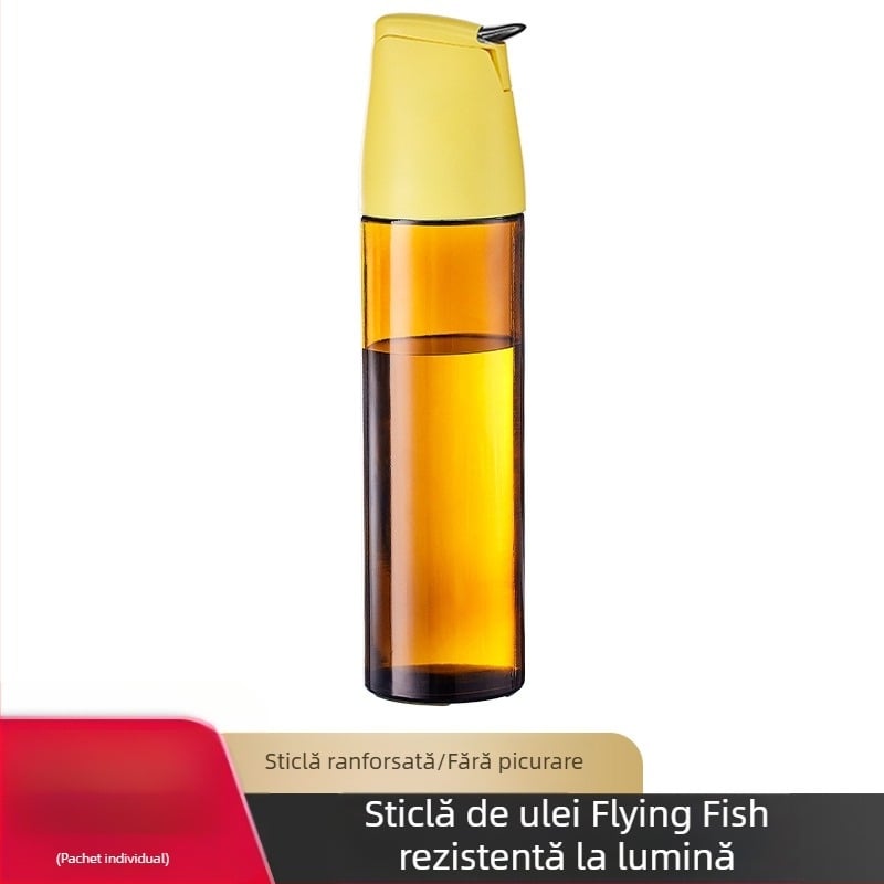Sticlă de ulei cu gravitație pentru bucătărie, recipient de sticlă, deschidere-închidere automată, etanș la scurgeri, pentru sos de soia și oțet