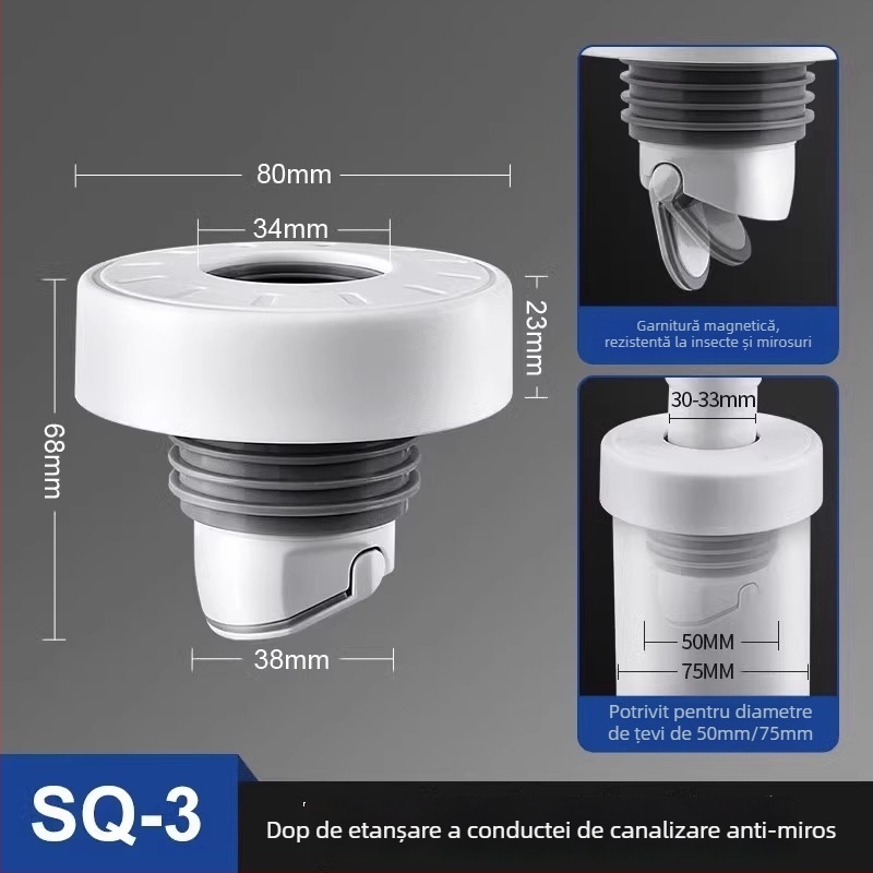 Submarine kit etanșare scurgere chiuvetă – inel anti-odor și capac de închidere a canalului