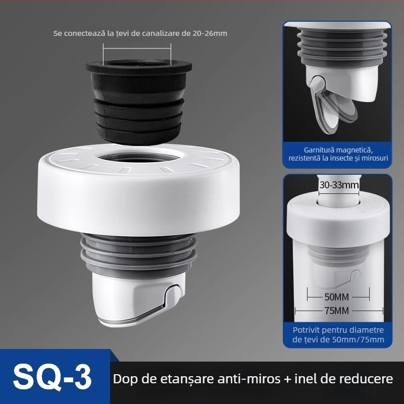 Submarine kit etanșare scurgere chiuvetă – inel anti-odor și capac de închidere a canalului