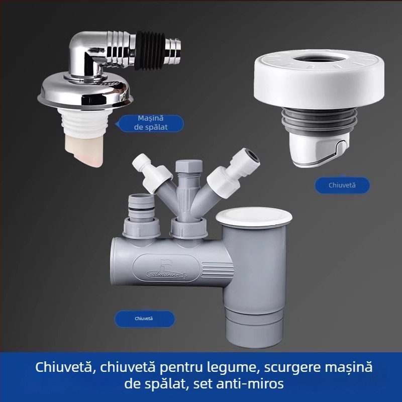 Submarine kit etanșare scurgere chiuvetă – inel anti-odor și capac de închidere a canalului