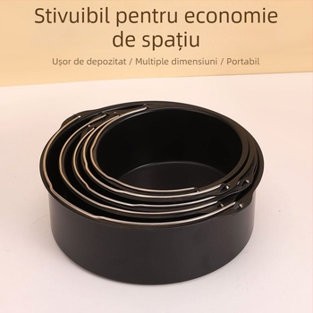 Formă rotundă de tort din oțel carbon îngroșat, pentru uz casnic, accesoriu pentru friteuză cu aer, tavă de copt antiaderentă.