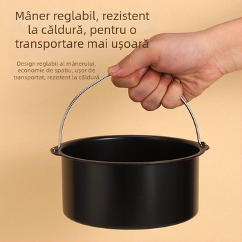 Formă rotundă de tort din oțel carbon îngroșat, pentru uz casnic, accesoriu pentru friteuză cu aer, tavă de copt antiaderentă.