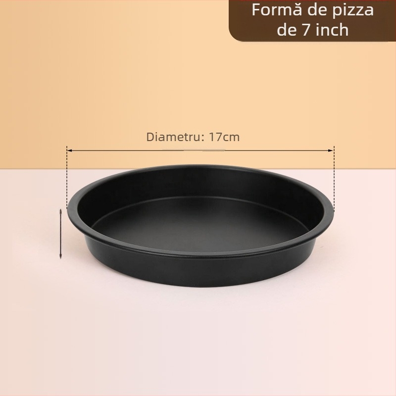 Formă rotundă de tort din oțel carbon îngroșat, pentru uz casnic, accesoriu pentru friteuză cu aer, tavă de copt antiaderentă.