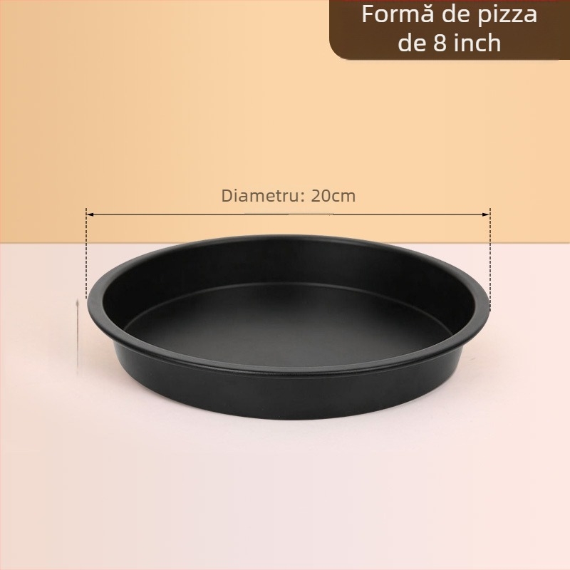 Formă rotundă de tort din oțel carbon îngroșat, pentru uz casnic, accesoriu pentru friteuză cu aer, tavă de copt antiaderentă.