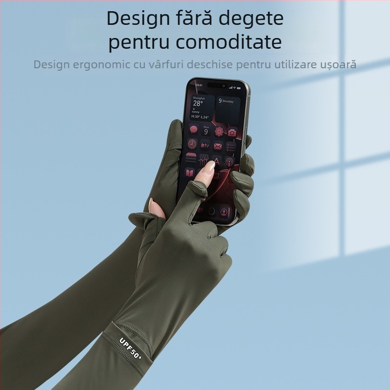 Mâneci de protecție solară pentru femei, vară, anti-UV, țesătură Ice, ușoare, lungi pentru plimbări în aer liber