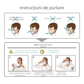 Mască medicală Medicom, de unică folosință, din material nețesut, mască protectoare cu trei straturi pentru uz medical