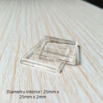 Cutie de protecție din acril pentru medalii comemorative, transparentă, cu capac, dimensiuni 25x25/30x30/40x40/60x60, PMMA.