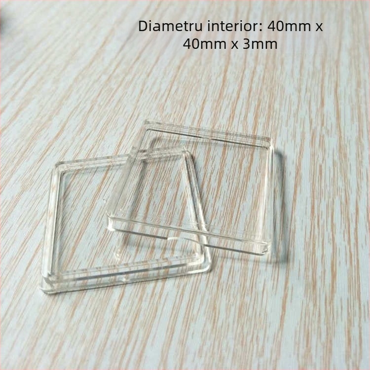 Cutie de protecție din acril pentru medalii comemorative, transparentă, cu capac, dimensiuni 25x25/30x30/40x40/60x60, PMMA.