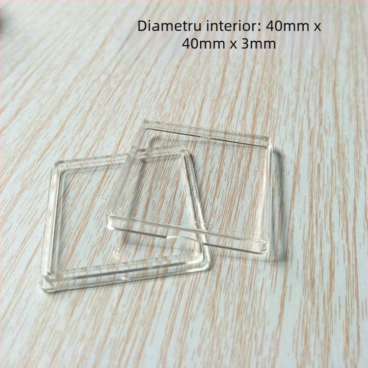 Cutie de protecție din acril pentru medalii comemorative, transparentă, cu capac, dimensiuni 25x25/30x30/40x40/60x60, PMMA.