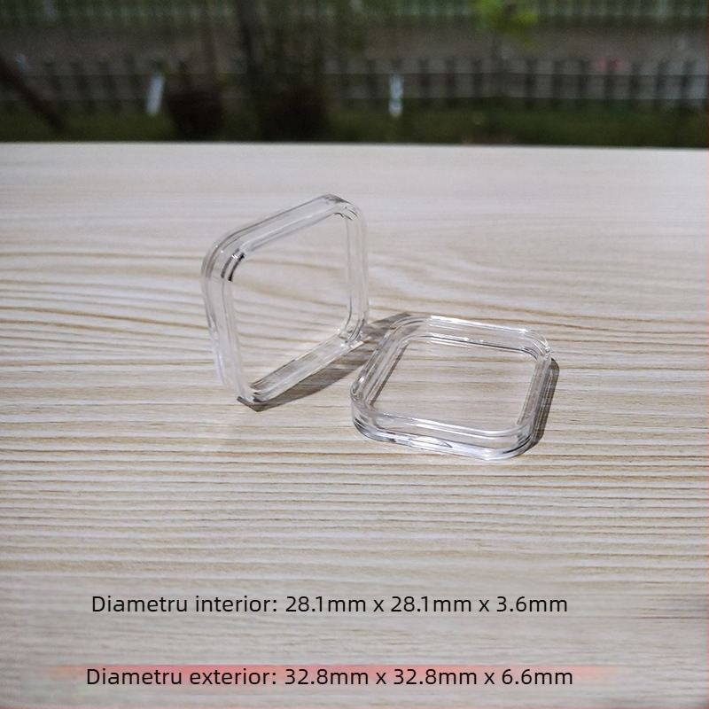 Cutie de protecție din acril pentru medalii comemorative, transparentă, cu capac, dimensiuni 25x25/30x30/40x40/60x60, PMMA.