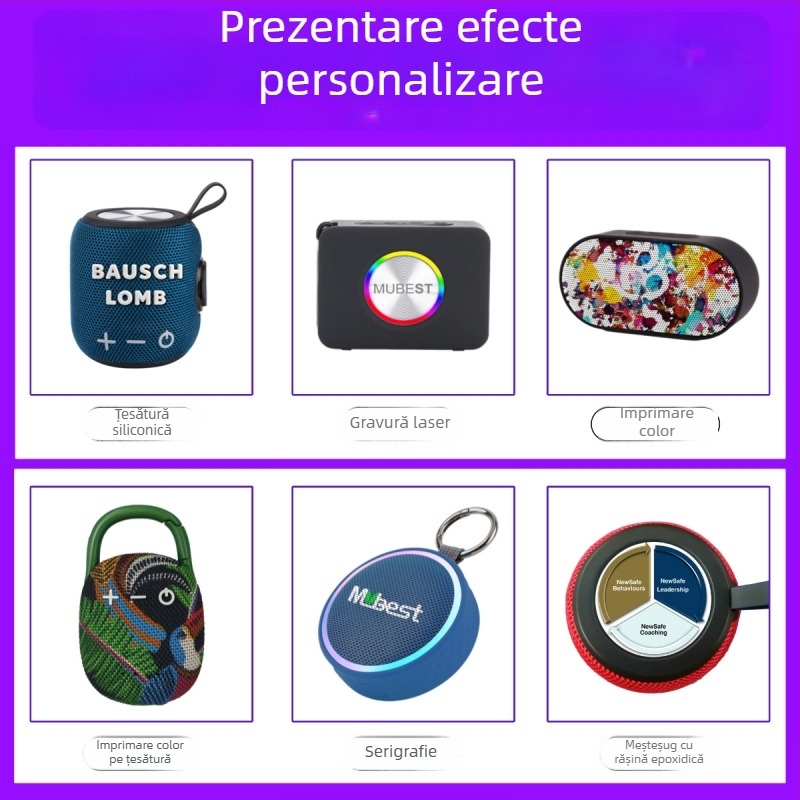 Boxă Bluetooth impermeabilă, cu slot pentru card TF, compactă și portabilă, pentru exterior, cu breloc