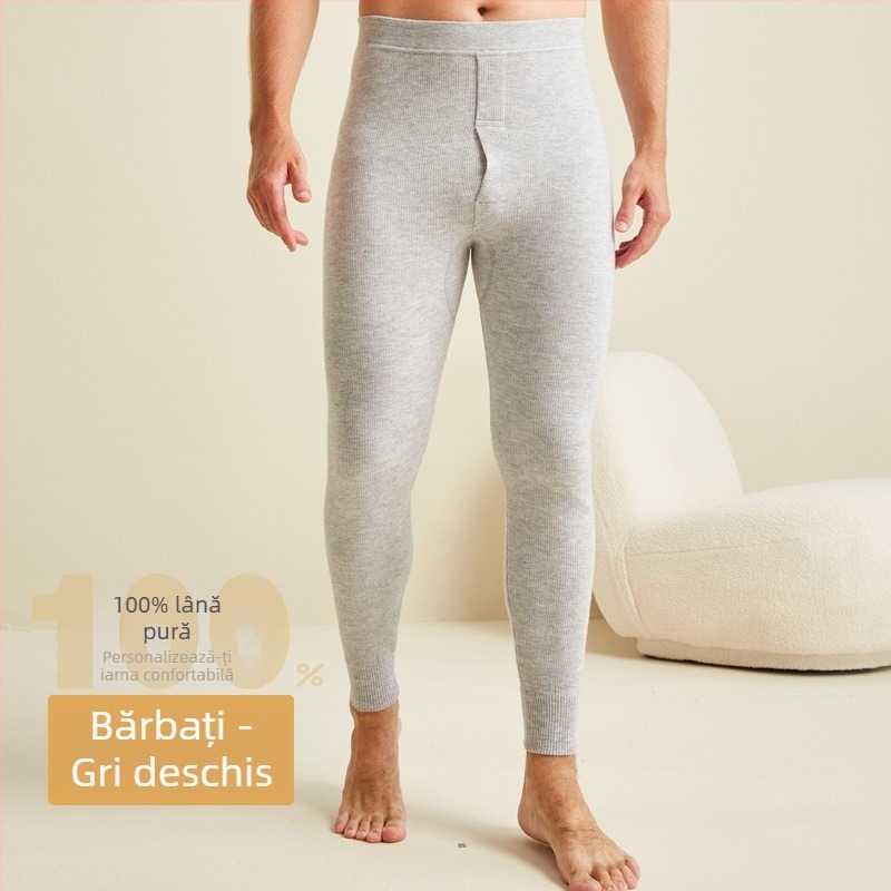 Pantaloni unisex din lână pentru toamnă-iarnă, calzi, model în carouri, talie înaltă, croială slim