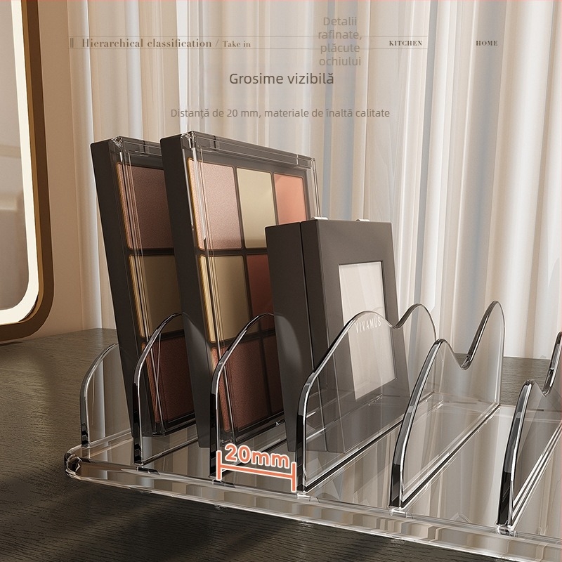 Organizator transparent din acril pentru farduri de ochi, blush și pudre compacte