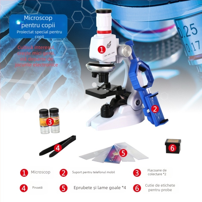Microscop biologic pentru copii, cu telefon