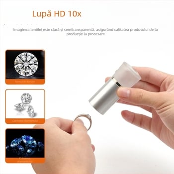 Lupă metalică pentru diamante, tăiere Eight-Heart-Eight-Arrow, lupă 10x pentru identificarea bijuteriilor și diamantelor
