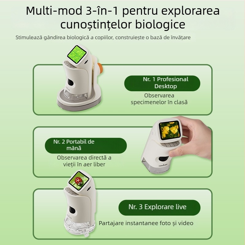 Microscop portabil cu ecran pentru experimente științifice de astronomie pentru copii, model 3011