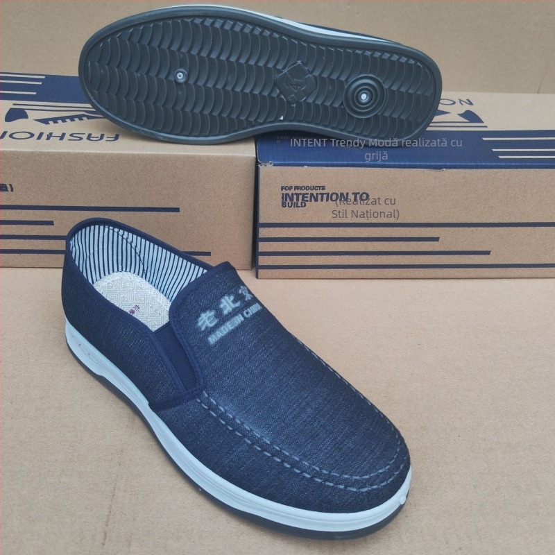 Pantofi de pânză pentru bărbați, stil Beijing, fără șireturi, respirabili și durabili, talpă joasă