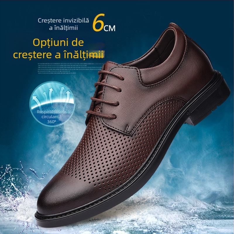 Pantofi masculi din piele de vită de primă calitate, stil britanic, căptușeală din piele de porc, design respirabil cu decupaje, vară 2025