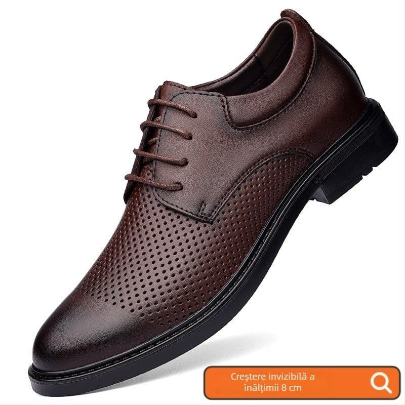 Pantofi masculi din piele de vită de primă calitate, stil britanic, căptușeală din piele de porc, design respirabil cu decupaje, vară 2025