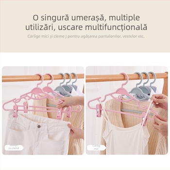 Umeraș antiaderent pentru Hanfu cu clips încorporat, umeraș din plastic pentru haine (set de 5)