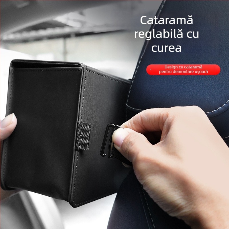 Cutie de șervețele din piele pentru mașină, design suspendat pentru spătarul scaunului din spate, dozator compact de șervețele, dimensiuni 24 x 13,5 x 9 cm