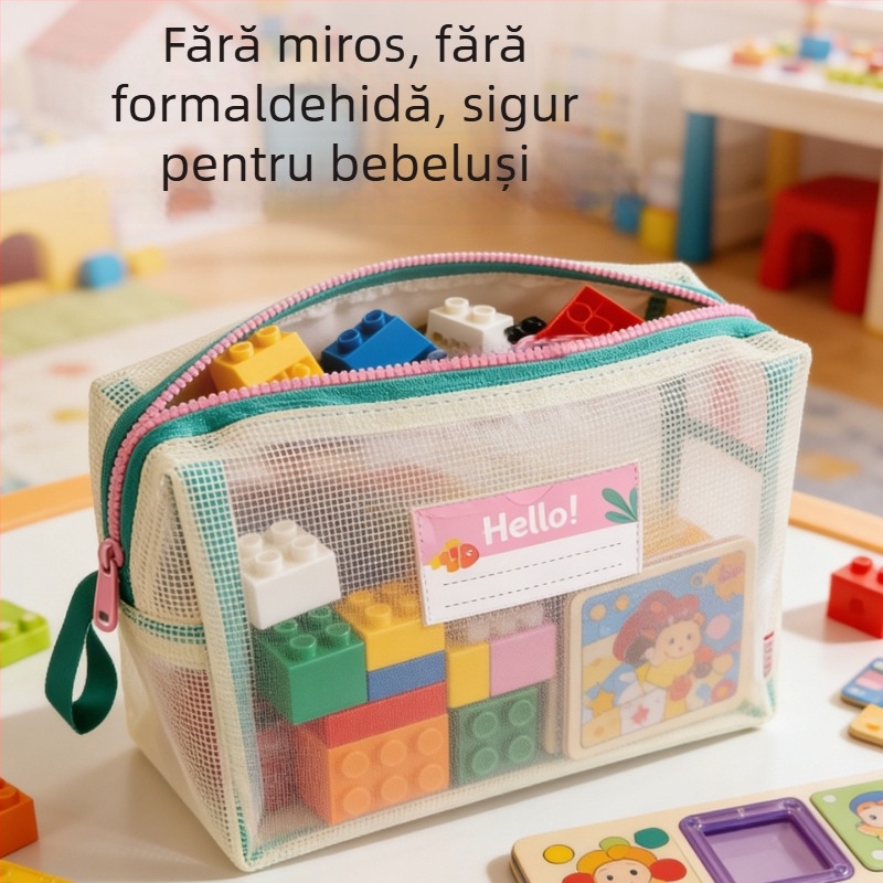 Geantă de depozitare pentru puzzle, capacitate mare, pentru copii — organizator cu fermoar pentru blocuri de construcție