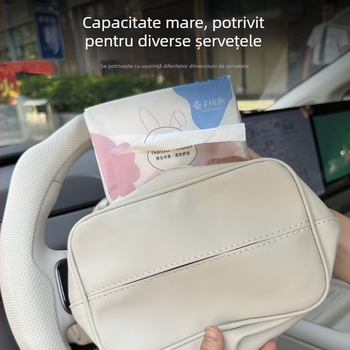 Suport pentru șervețele auto Li Auto I8I6, decor cu velur suede, cutie multifuncțională de șervețele