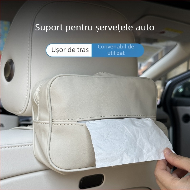 Suport pentru șervețele auto Li Auto I8I6, decor cu velur suede, cutie multifuncțională de șervețele