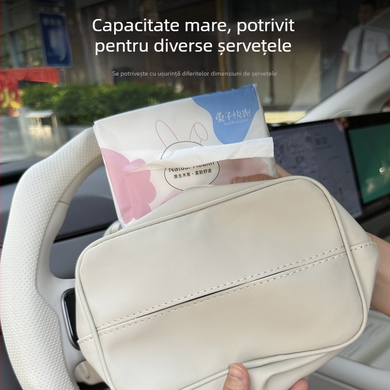 Suport pentru șervețele auto Li Auto I8I6, decor cu velur suede, cutie multifuncțională de șervețele
