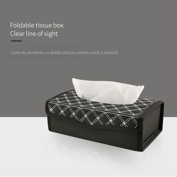 Cutie din piele pentru șervețele auto, suport pliabil pentru șervețele, culoare vin roșu, dimensiuni 34×26.5 cm
