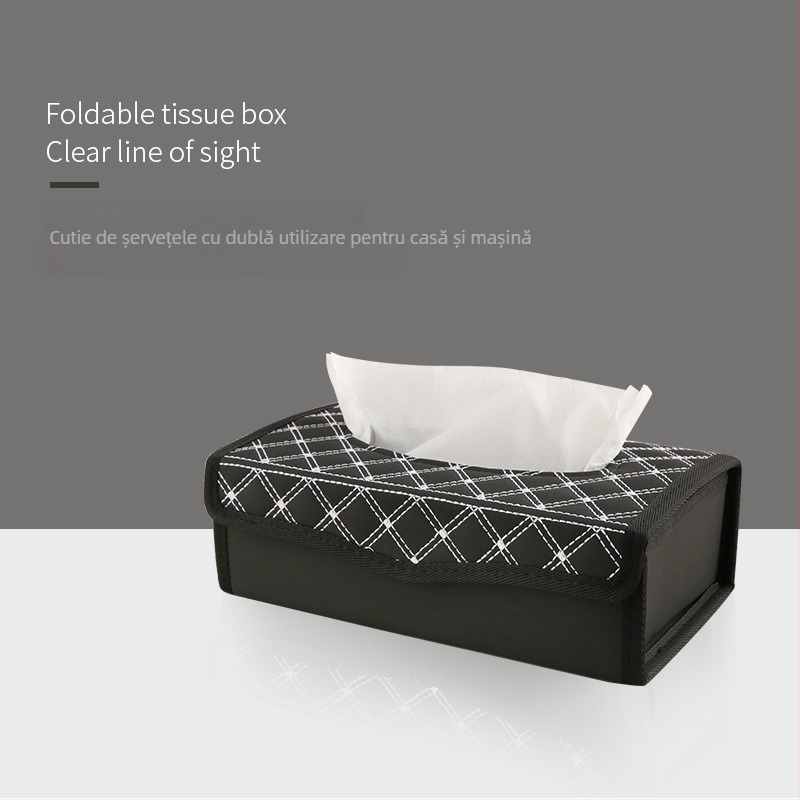Cutie din piele pentru șervețele auto, suport pliabil pentru șervețele, culoare vin roșu, dimensiuni 34×26.5 cm