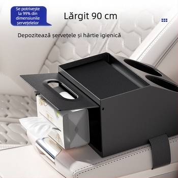 Organizator cotieră auto: cutie multifuncțională pentru șervețele, depozitare centrală și suport pentru pahar