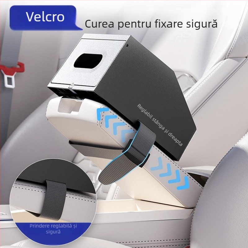 Organizator cotieră auto: cutie multifuncțională pentru șervețele, depozitare centrală și suport pentru pahar