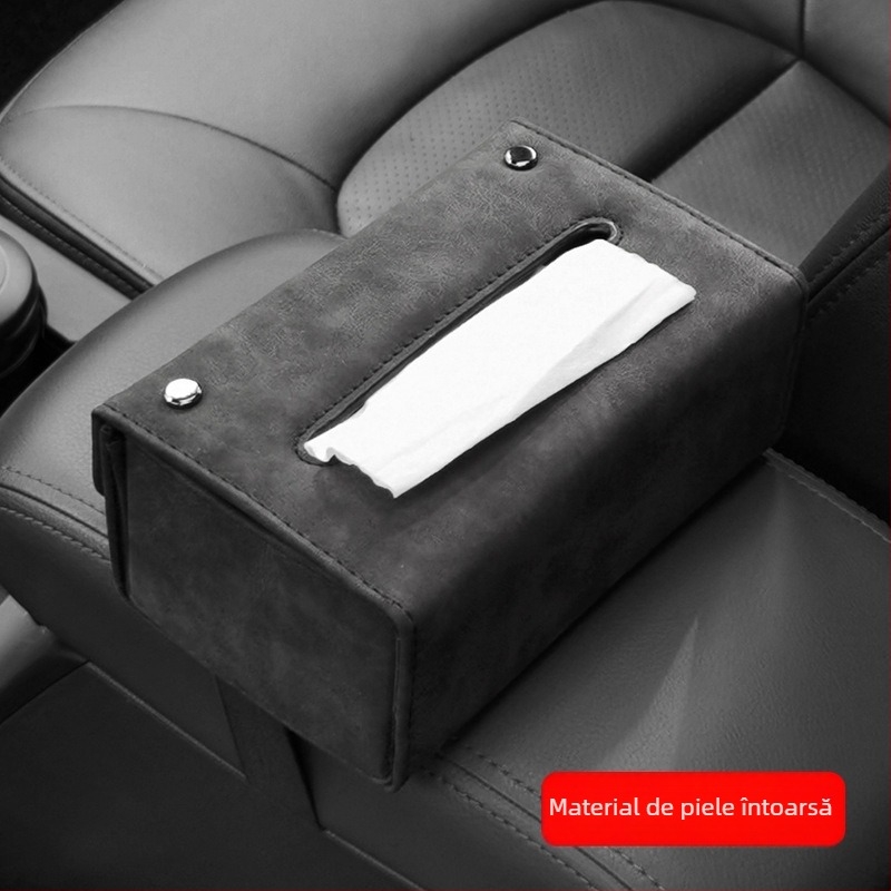 Suport auto pentru șervețele din velur, cu logo personalizat, cutie pentru șervețete, pentru cotieră, tip agățat