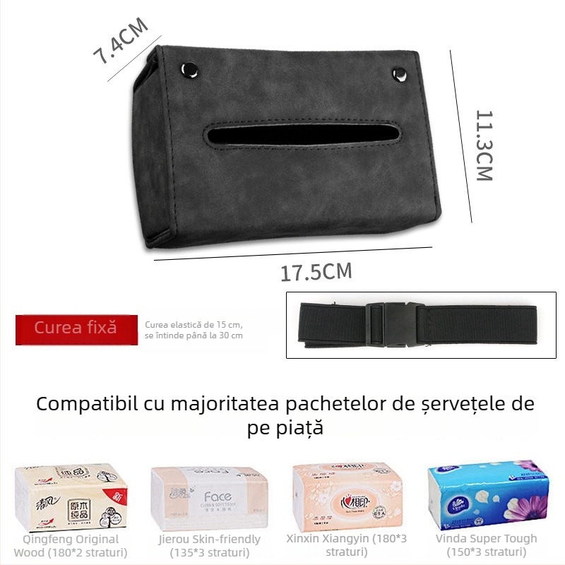 Suport auto pentru șervețele din velur, cu logo personalizat, cutie pentru șervețete, pentru cotieră, tip agățat