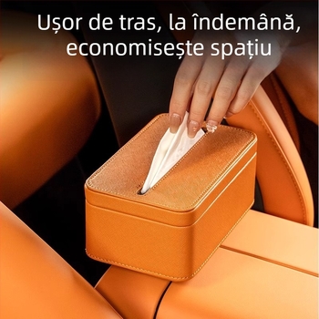 Suport magnetic din piele pentru șervețele auto Xiaomi Yu7, culoare interioară asortată, dimensiuni 17×11.5×7.5 cm