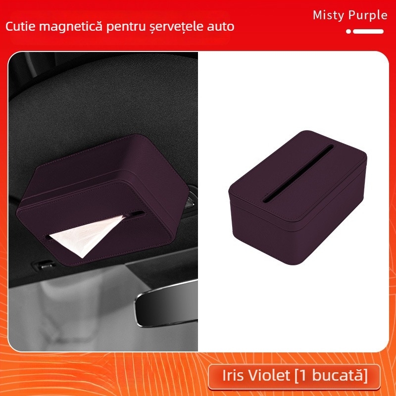 Suport magnetic din piele pentru șervețele auto Xiaomi Yu7, culoare interioară asortată, dimensiuni 17×11.5×7.5 cm