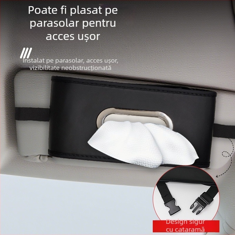 Cutie de șervețele pentru mașină, suport de braț elegant, atârnată de spatele scaunului, decor interior auto