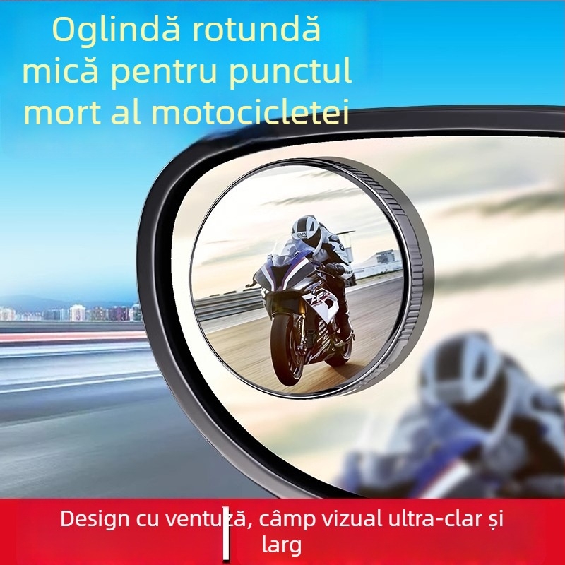 Oglindă retrovizoare pentru motocicletă, mică, rotundă, câmp vizual amplu, convex ultra-larg, ajutor pentru unghiuri moarte și mers în marșarier