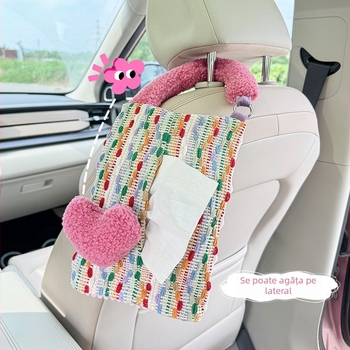 Cutie de șervețele pentru mașină cu design de desen animat, agățată de spatele scaunului, suport original pentru șervețete