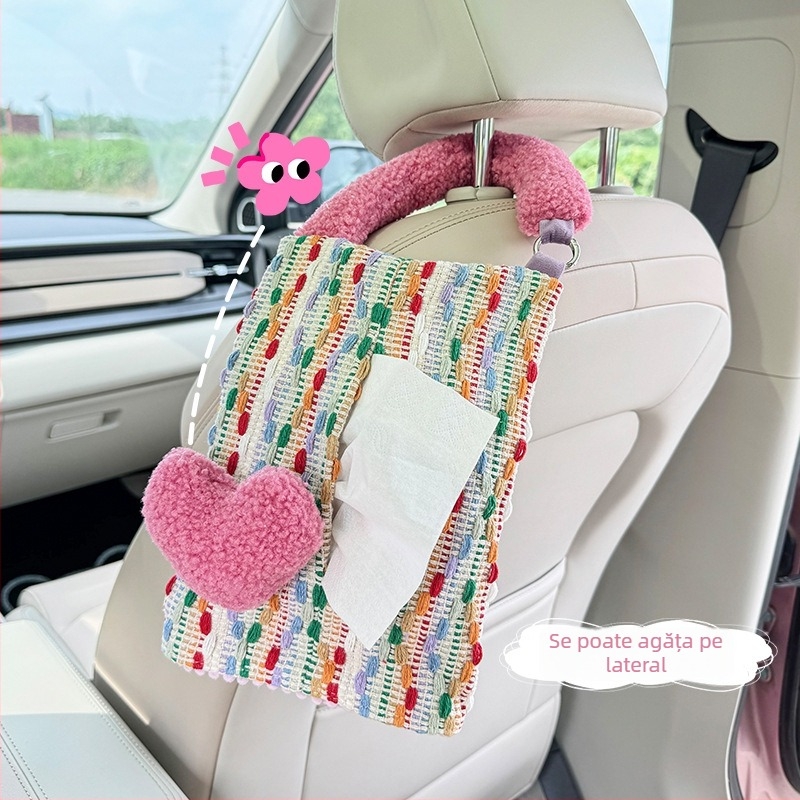 Cutie de șervețele pentru mașină cu design de desen animat, agățată de spatele scaunului, suport original pentru șervețete