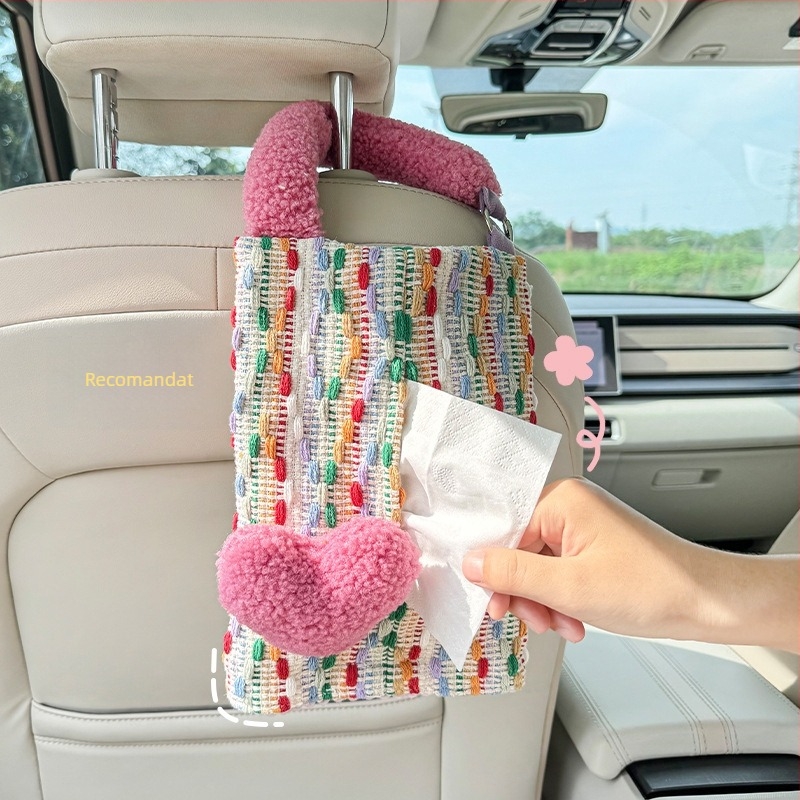 Cutie de șervețele pentru mașină cu design de desen animat, agățată de spatele scaunului, suport original pentru șervețete