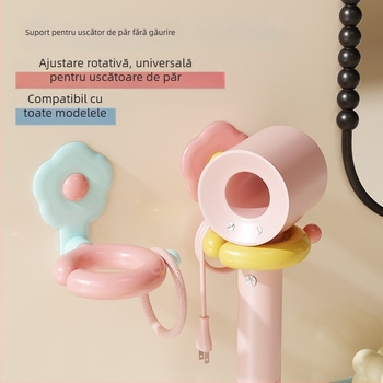 Dopamine suport pentru uscător de păr cu raft pentru flori, montaj pe perete pentru baie