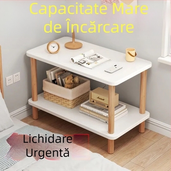 Măsuță de noapte în stil Nordic, cu blat din sticlă și spațiu de depozitare