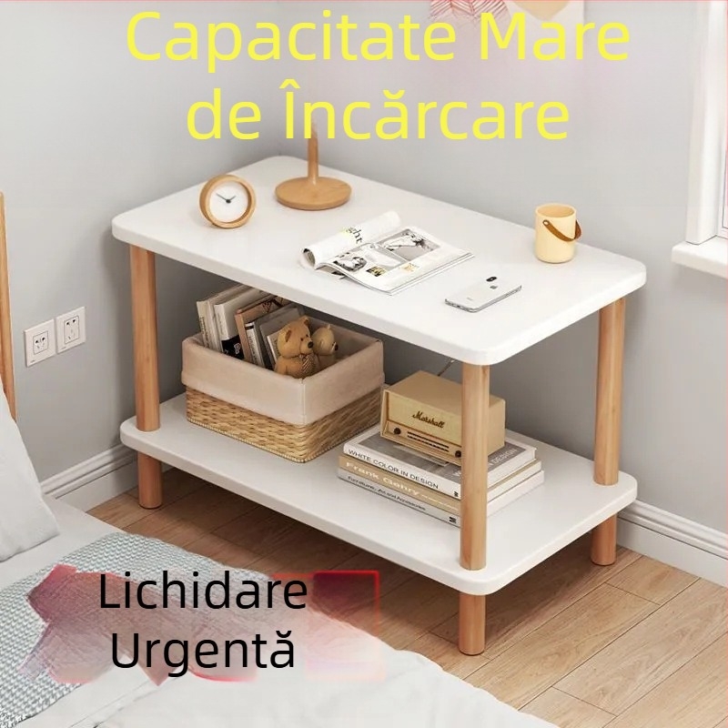 Măsuță de noapte în stil Nordic, cu blat din sticlă și spațiu de depozitare