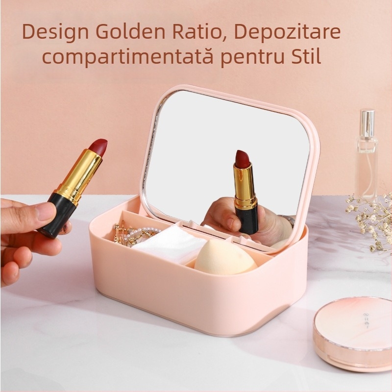 oglindă de machiaj de birou pentru cămine studențești, spațiu minimalist de depozitare cosmetică și oglindă de machiaj multifuncțională