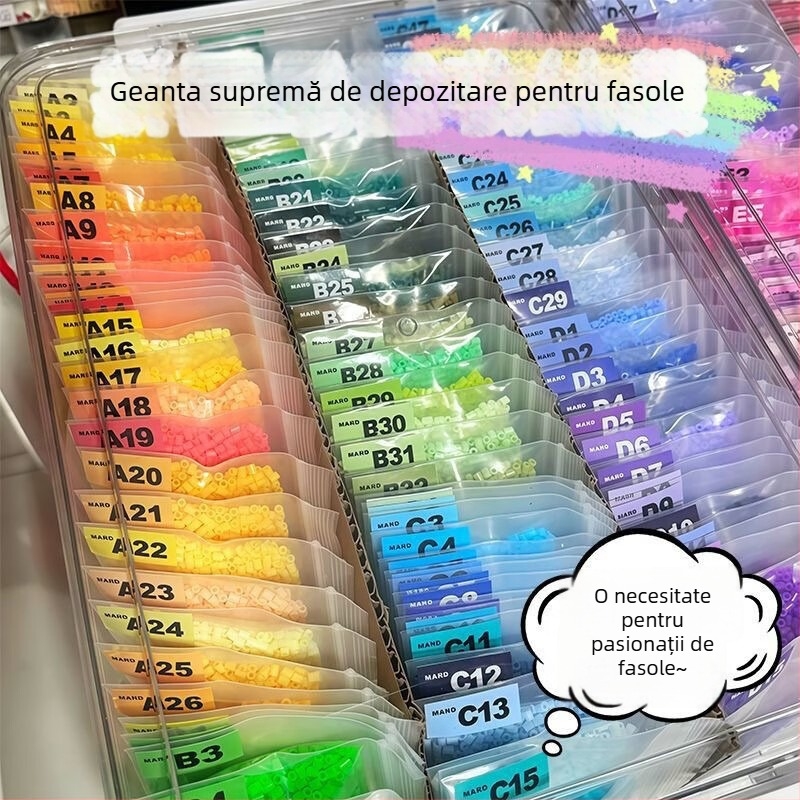 Pungi de depozitare codificate pe culori, impermeabile și rezistente la praf pentru materiale de hobby, pungi transparente pentru mărgele, pungi groase cu sigilare automată